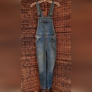 Free People We The Free Regular Mid Rise Overalls 27 Medium Wash Farmcore Boho